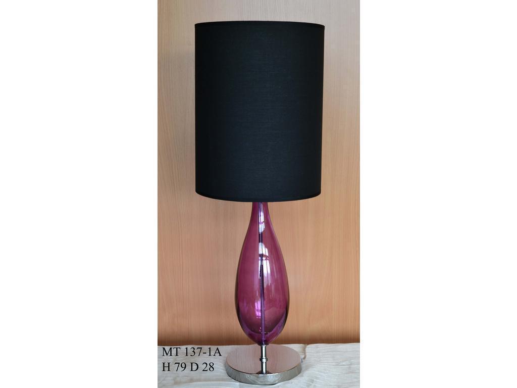 Stillux: лампа настольная(стекло аметист, хром/черный плафон)