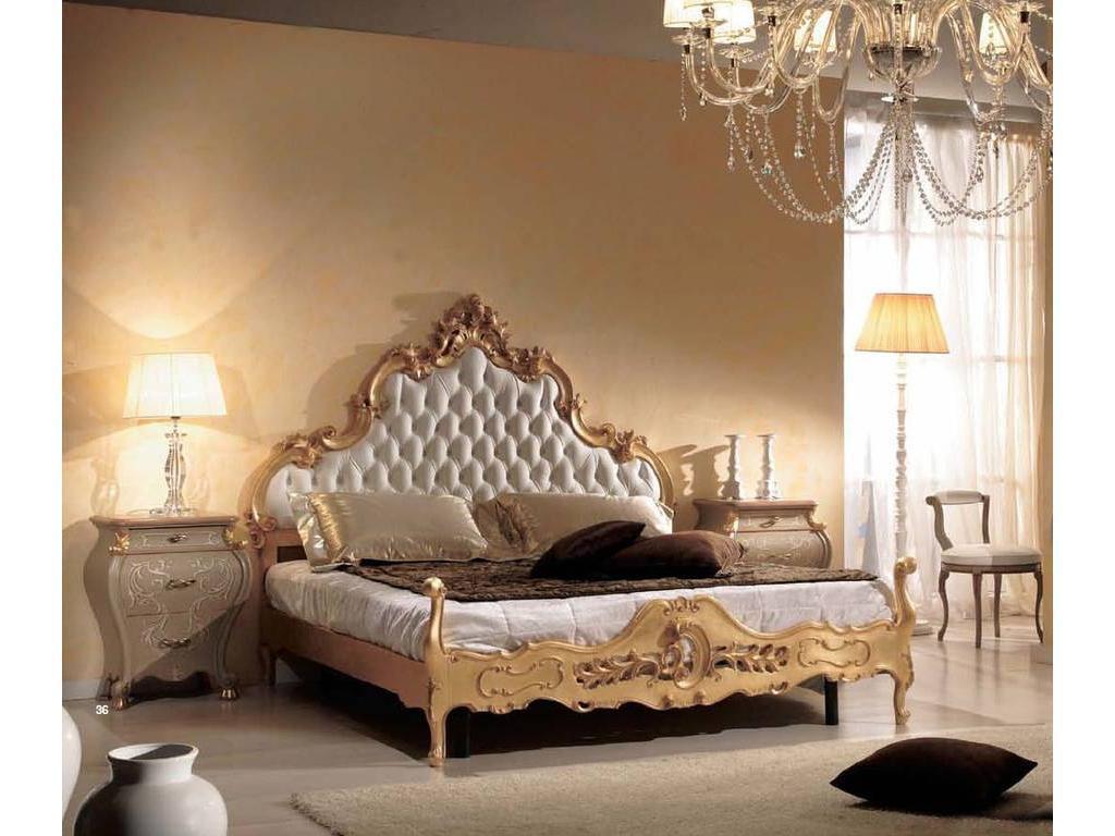 Tarocco Vaccari: кровать двуспальная(белый лак, золото)