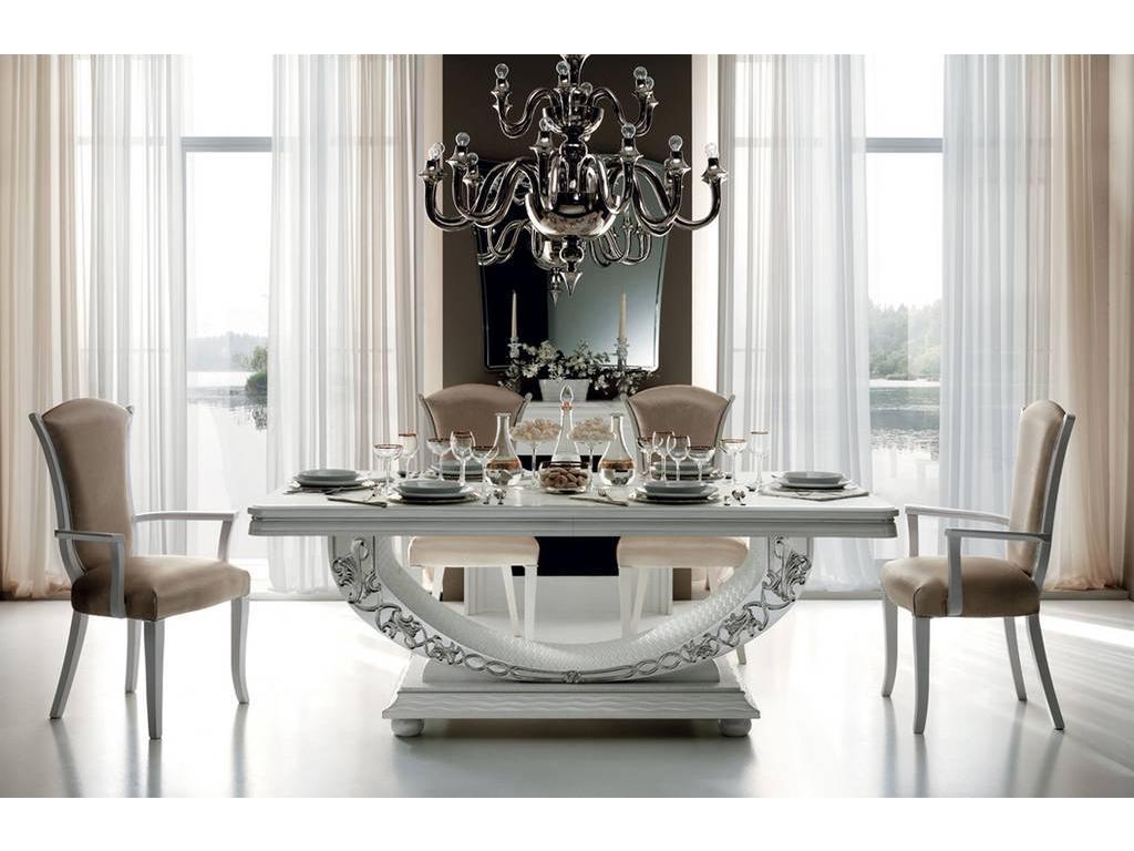 Arredo Classic: стол обеденный на 10 человек(белый, серебро)