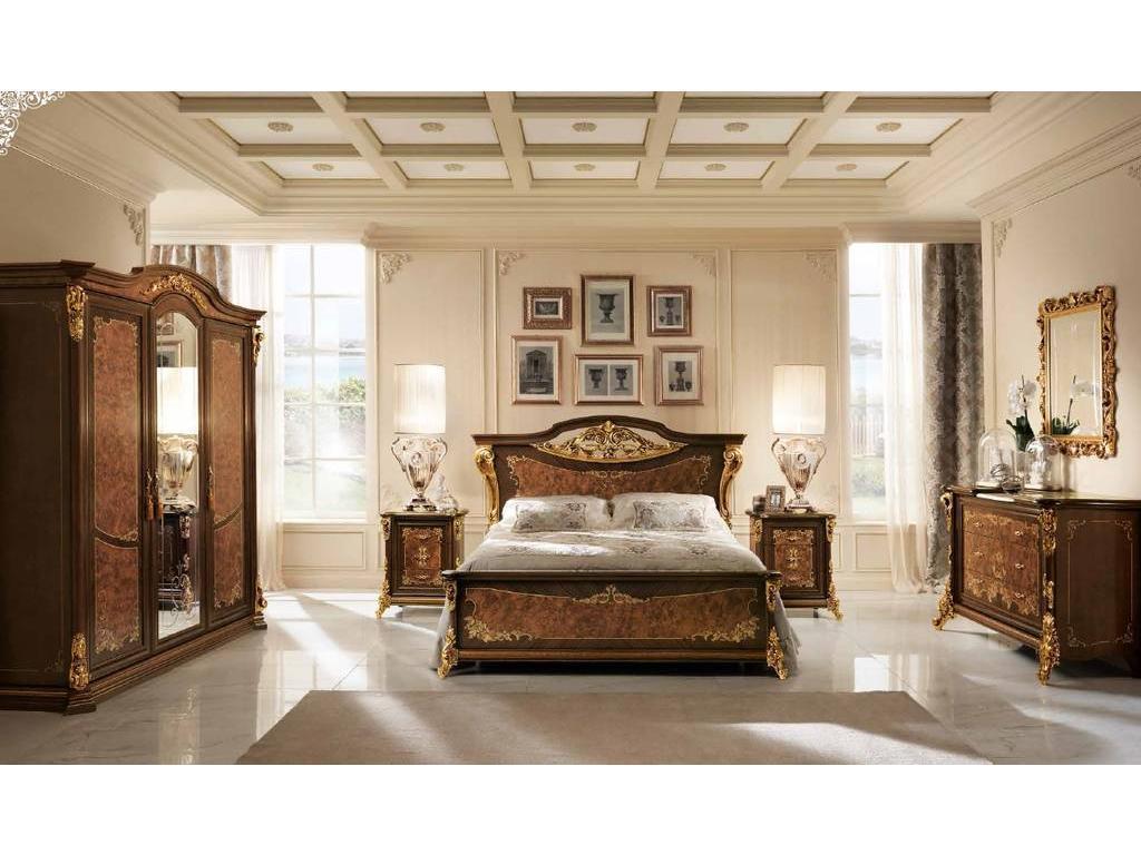 Arredo Classic: кровать двуспальная(орех, золото)