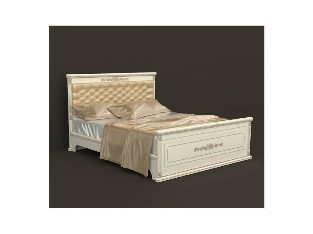 Arco Decor: кровать двуспальная(беж, коричневая патина, экокожа)