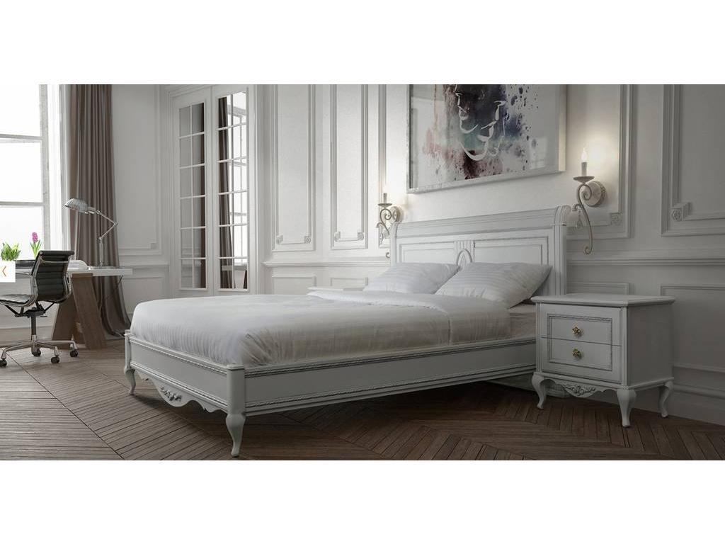 БМ: кровать двуспальная(белый, серебро)