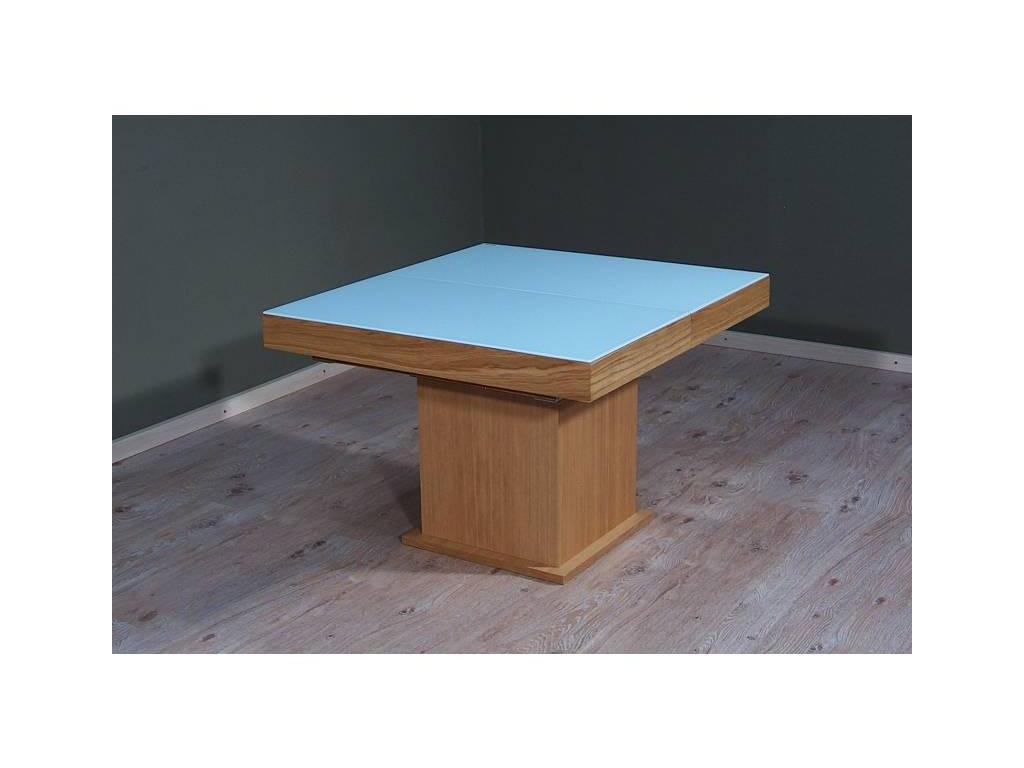 Optimata: стол-трансформер(дуб, стекло белое)