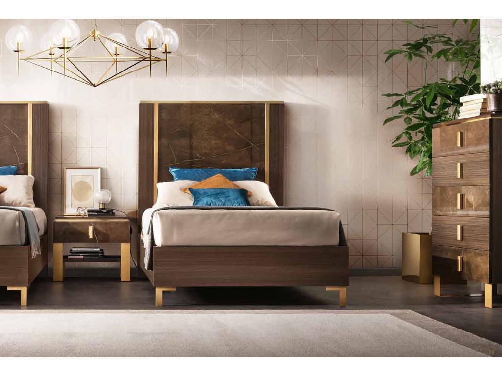 Arredo Classic: кровать односпальная(венге, коричневый, золото)