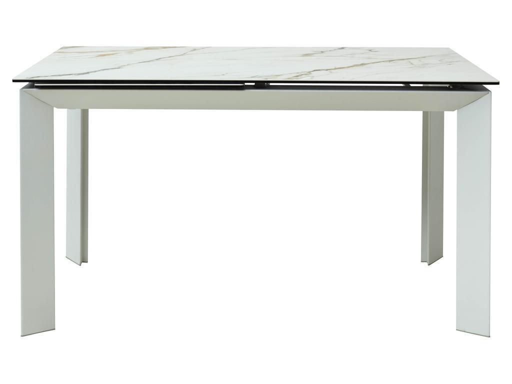 Megapolis-II: стол обеденный(белый контрастный мрамор, белый)