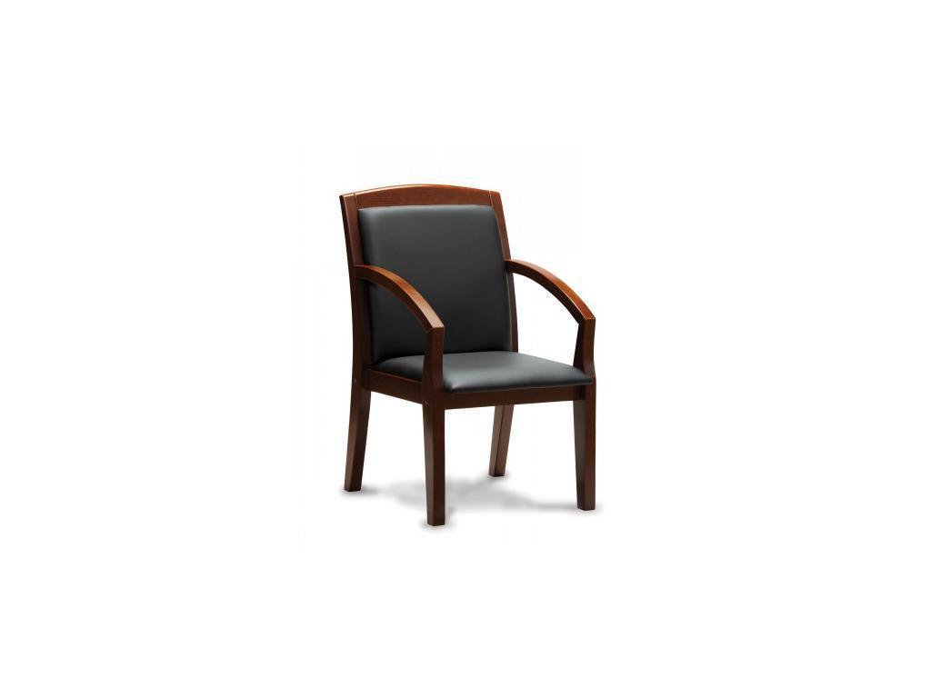 Line: кресло посетителя(тёмный орех, кожа чёрная)
