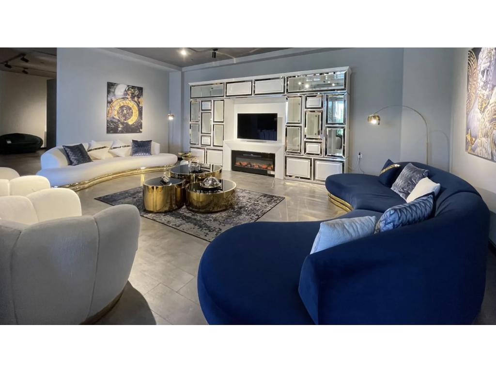 BALHOME: диван многоместный(синий, золото)