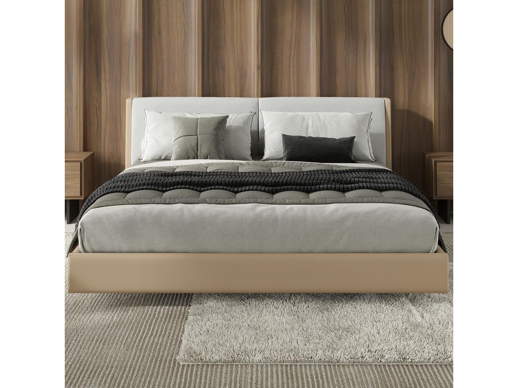 Mod Interiors: кровать двуспальная(орех, экокожа)