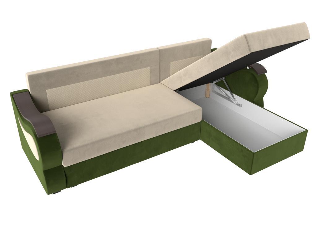 Лига диванов: диван-кровать(бежевый/зелёный)