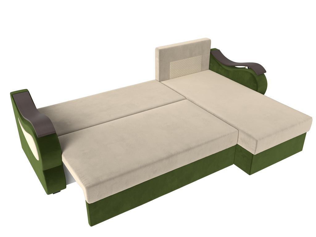Лига диванов: диван-кровать(бежевый/зелёный)