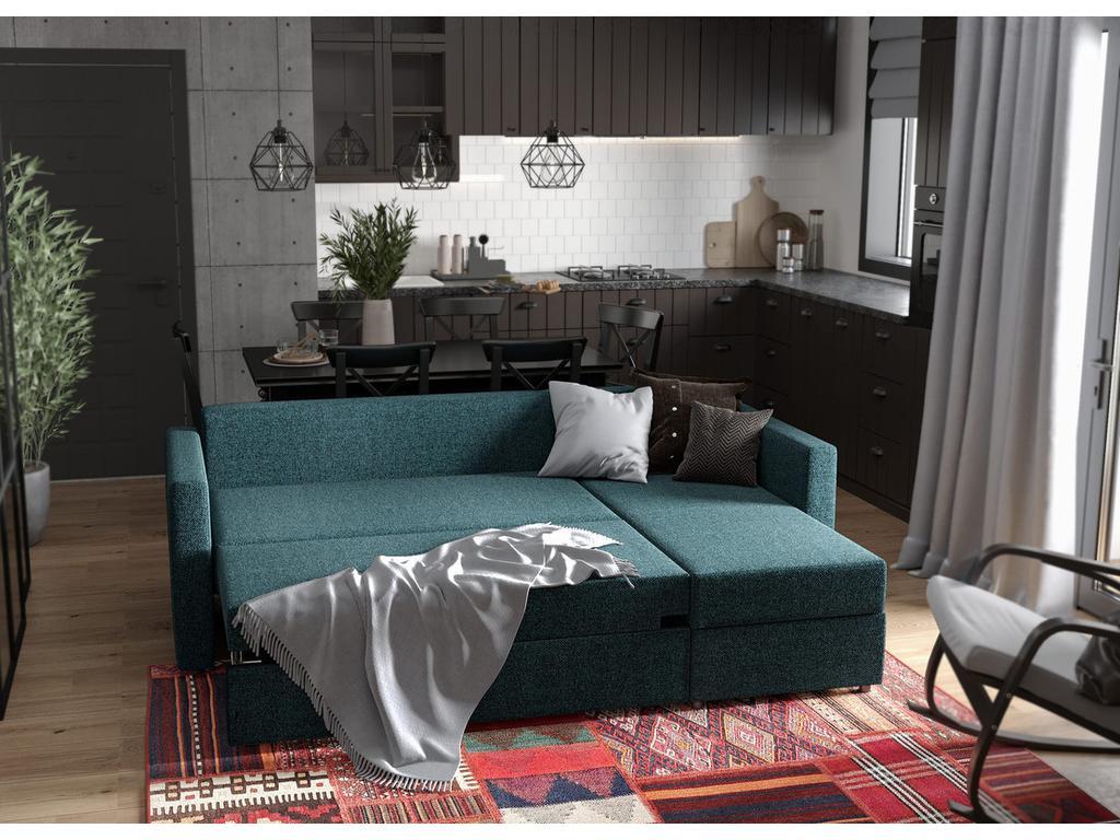 Шведский стандарт: диван угловой(сине-зеленый)