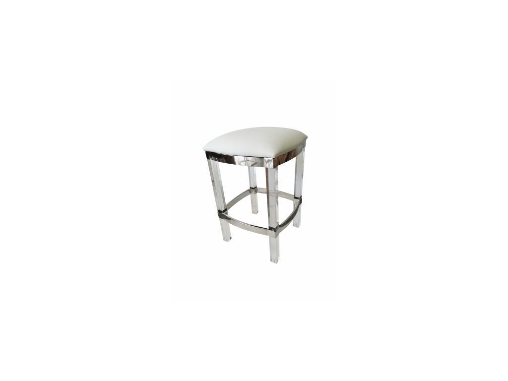 Linhai Lanzhu: стул барный(прозрачный, белый, серебро)