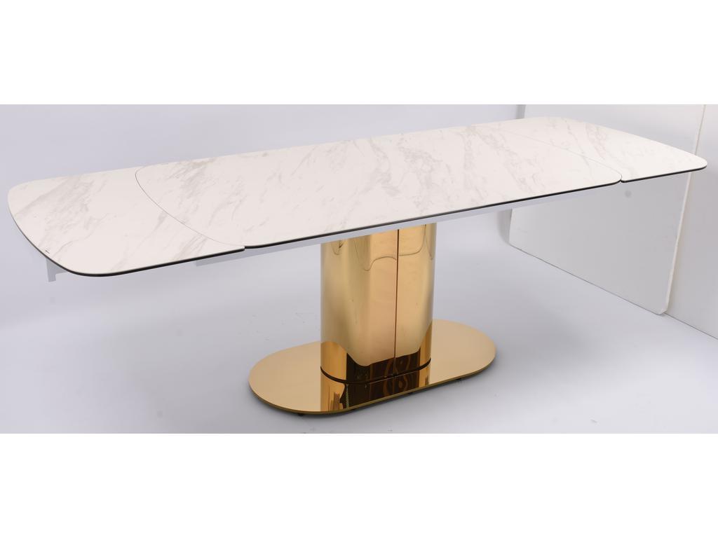 Linhai Lanzhu: стол обеденный(белая керамика, золото)
