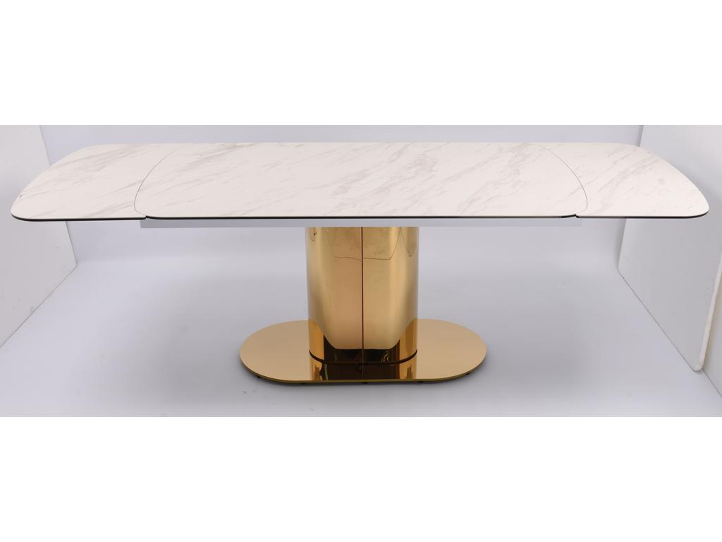 Linhai Lanzhu: стол обеденный(белая керамика, золото)