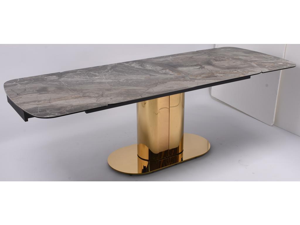 Linhai Lanzhu: стол обеденный(серый мрамор, золото)