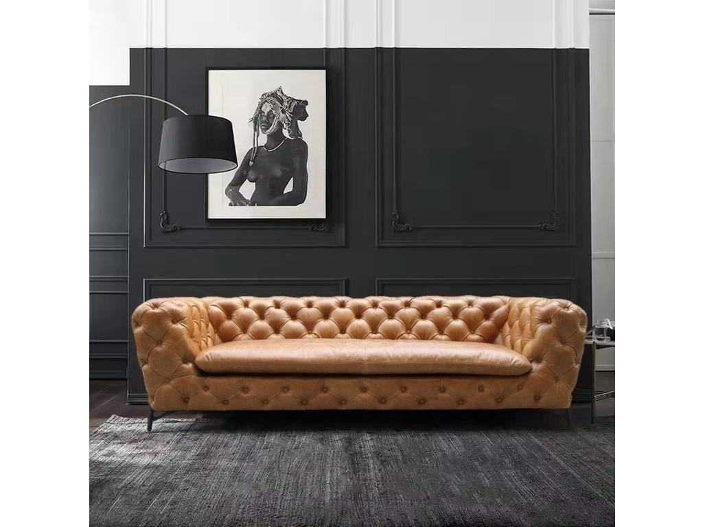 Chesterfield Baroque Vintage Leather 3 Seater