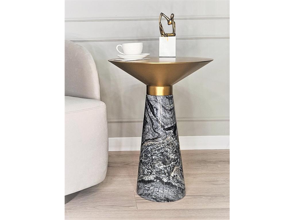 STG: стол кофейный(серый мрамор, золото)