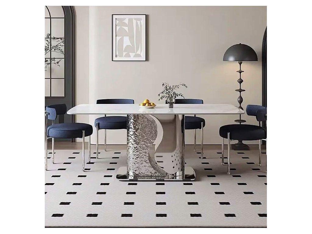 STG: стол обеденный(белый, серебро)