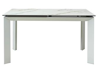 Megapolis-II: стол обеденный(белый контрастный мрамор, белый)