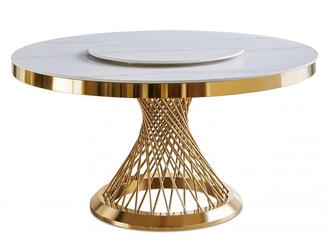 Linhai Lanzhu: стол обеденный(белый мрамор, золото)