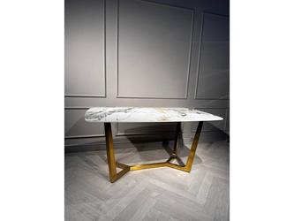 Linhai Lanzhu: стол обеденный(белый мрамор, золото)